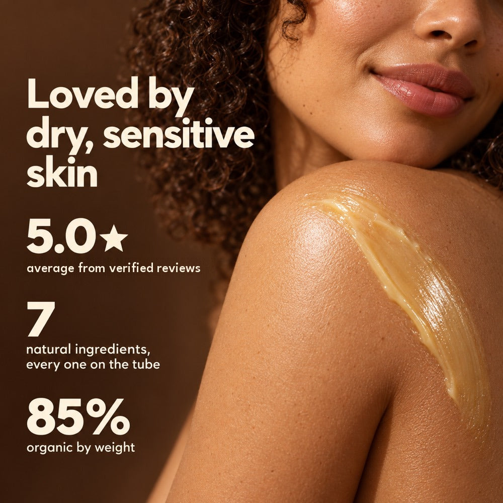 A woman holding the MOKA cacao body butter stick